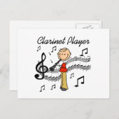 棒の姿の男性のクラリネットプレーヤーのTシャツおよびギフト ポストカード (正面/裏面)