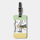 棒の姿の男性のトランペット奏者のTシャツおよびギフト ラゲッジタグ (正面縦)