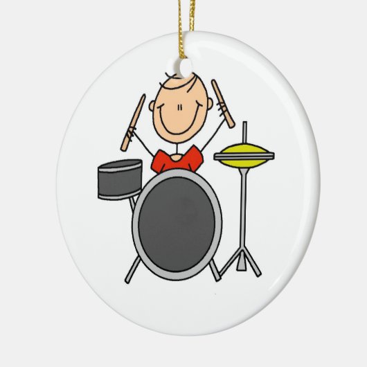 棒の姿の男性のドラマーのTシャツおよびギフト セラミックオーナメント (左)