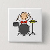 棒の姿の男性のドラマーのTシャツおよびギフト 缶バッジ (正面)