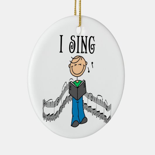 棒の姿の男性私はTシャツおよびギフトを歌います セラミックオーナメント (右)