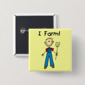 棒の姿の農家のTシャツおよびギフト 缶バッジ (正面&裏面)