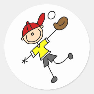 棒の姿の野球のステッカー ラウンドシール