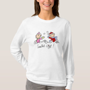 棒の姿の雪玉の戦いのTシャツ Tシャツ