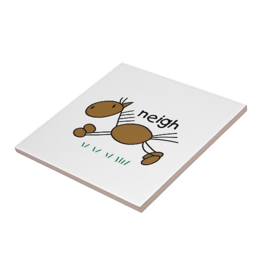 棒の姿の馬のTシャツおよびギフト タイル (側面)