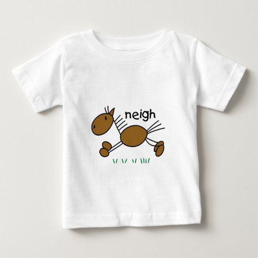 棒の姿の馬のTシャツおよびギフト ベビーTシャツ (正面)