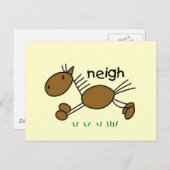 棒の姿の馬のTシャツおよびギフト ポストカード (正面/裏面)