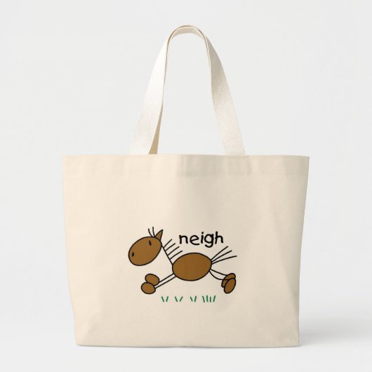 棒の姿の馬のTシャツおよびギフト ラージトートバッグ (正面)