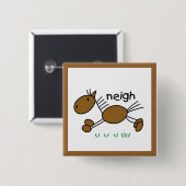 棒の姿の馬のTシャツおよびギフト 缶バッジ (正面&裏面)