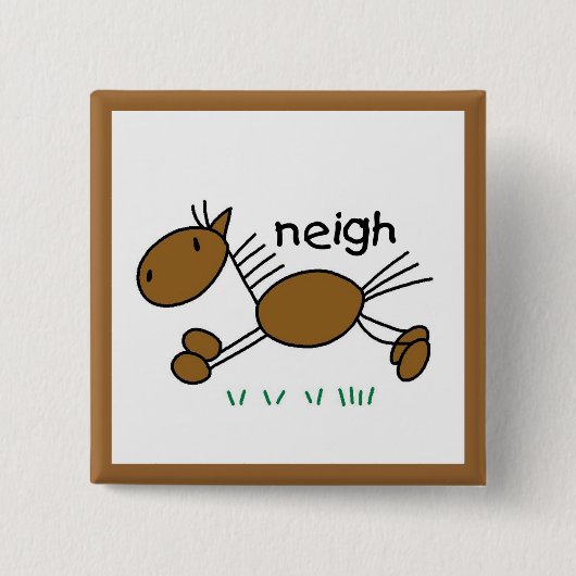 棒の姿の馬のTシャツおよびギフト 缶バッジ (正面)