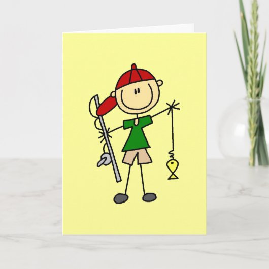 棒の姿の魚釣りのTシャツおよびギフト カード (正面)