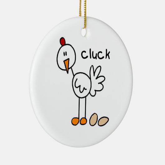 棒の姿の鶏のTシャツおよびギフト セラミックオーナメント (右)