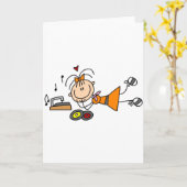 棒の姿の50年代の女の子のTシャツおよびギフト カード (黄色い花)