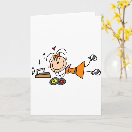 棒の姿の50年代の女の子のTシャツおよびギフト カード (黄色い花)