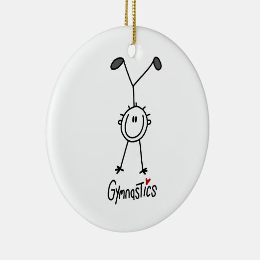 棒の姿のGymastの基本的な男性のTシャツおよびギフト セラミックオーナメント (右)