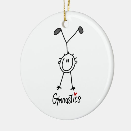 棒の姿のGymastの基本的な男性のTシャツおよびギフト セラミックオーナメント (左)