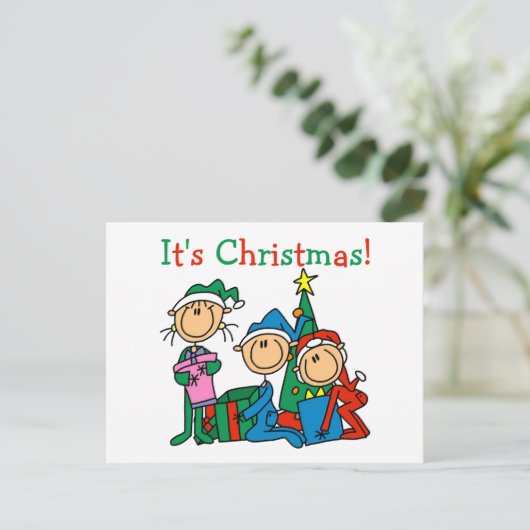 棒の姿はそれをですクリスマスのTシャツおよびギフトからかいます シーズンポストカード (スタンド正面)