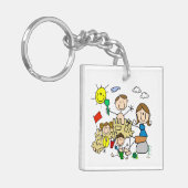 棒の姿家族のビーチのおもしろい キーホルダー (正面左)