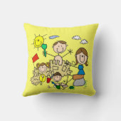 棒の姿家族のビーチのおもしろい クッション (裏面)