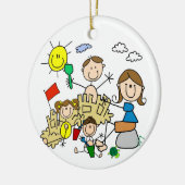 棒の姿家族のビーチのおもしろい セラミックオーナメント (左)