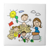 棒の姿家族のビーチのおもしろい タイル (正面)