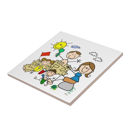 棒の姿家族のビーチのおもしろい タイル (側面)