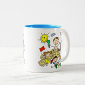 棒の姿家族のビーチのおもしろい ツートーンマグカップ (正面右)