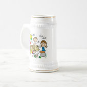 棒の姿家族のビーチのおもしろい ビールジョッキ (正面左)