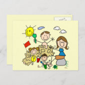 棒の姿家族のビーチのおもしろい ポストカード (正面/裏面)