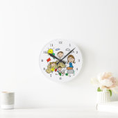 棒の姿家族のビーチのおもしろい ラウンド壁時計 (ホーム)