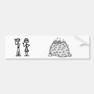 棒の姿家族(子供無し) バンパーステッカー