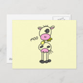 棒の姿牛Tシャツおよびギフト ポストカード (正面/裏面)