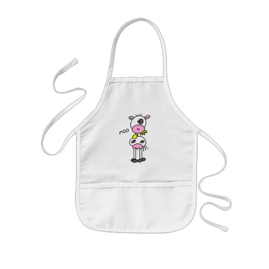 棒の姿牛Tシャツおよびギフト 子供用エプロン (正面)