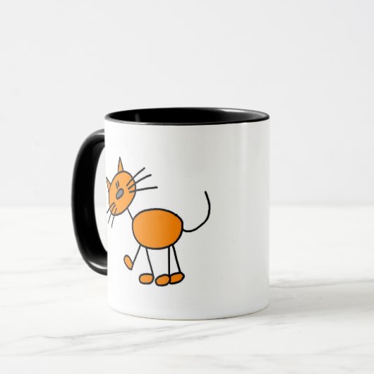 棒の姿猫のTシャツおよびギフト マグカップ (正面左)