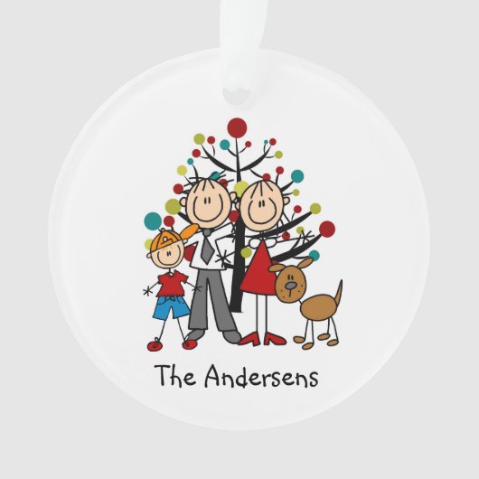 棒の姿親、男の子は、アクリルのオーナメントの後をつけます オーナメント (正面)