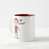 棒の姿I愛フットボールのTシャツおよびギフト ツートーンマグカップ (正面左)