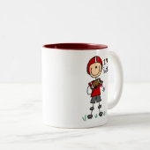 棒の姿I愛フットボールのTシャツおよびギフト ツートーンマグカップ (正面右)