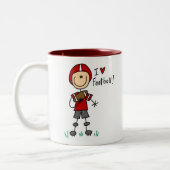 棒の姿I愛フットボールのTシャツおよびギフト ツートーンマグカップ (左)