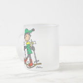 棒の姿Snowshoeing フロストグラスマグカップ (正面左)