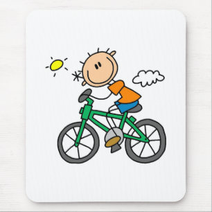棒の男の子の乗馬の自転車 マウスパッド