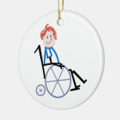 棒の車椅子の子供 セラミックオーナメント (左)