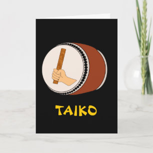 棒のTaikoのドラム日本のなドラムをたたくことを保持する手 カード