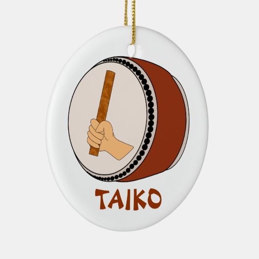 棒のTaikoのドラム日本のなドラムをたたくことを保持する手 セラミックオーナメント (右)