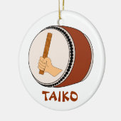 棒のTaikoのドラム日本のなドラムをたたくことを保持する手 セラミックオーナメント (左)