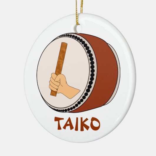 棒のTaikoのドラム日本のなドラムをたたくことを保持する手 セラミックオーナメント (左)