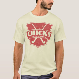 棒を持つフィールドホッケーのひよこ Tシャツ