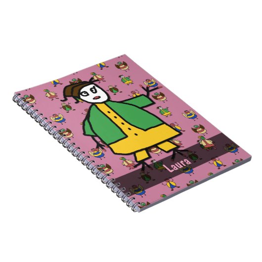 棒人間たち子パターンガール任意の名前 ノートブック (右側)