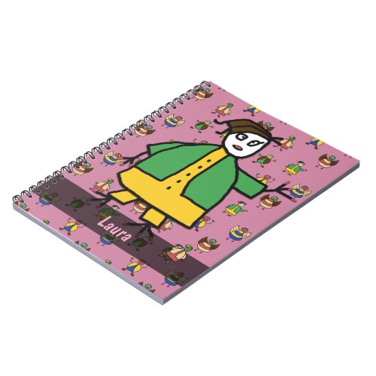 棒人間たち子パターンガール任意の名前 ノートブック (左側)