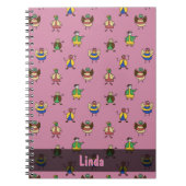 棒人間たち子パターンガール任意の名前 ノートブック (正面)