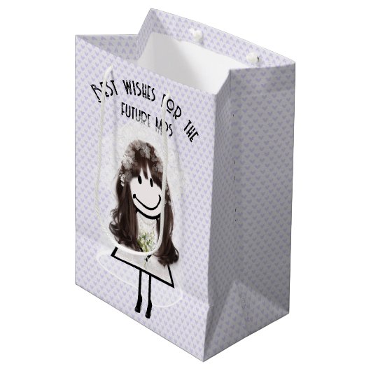 棒人間の花嫁と花束 ミディアムペーパーバッグ (正面アングル)